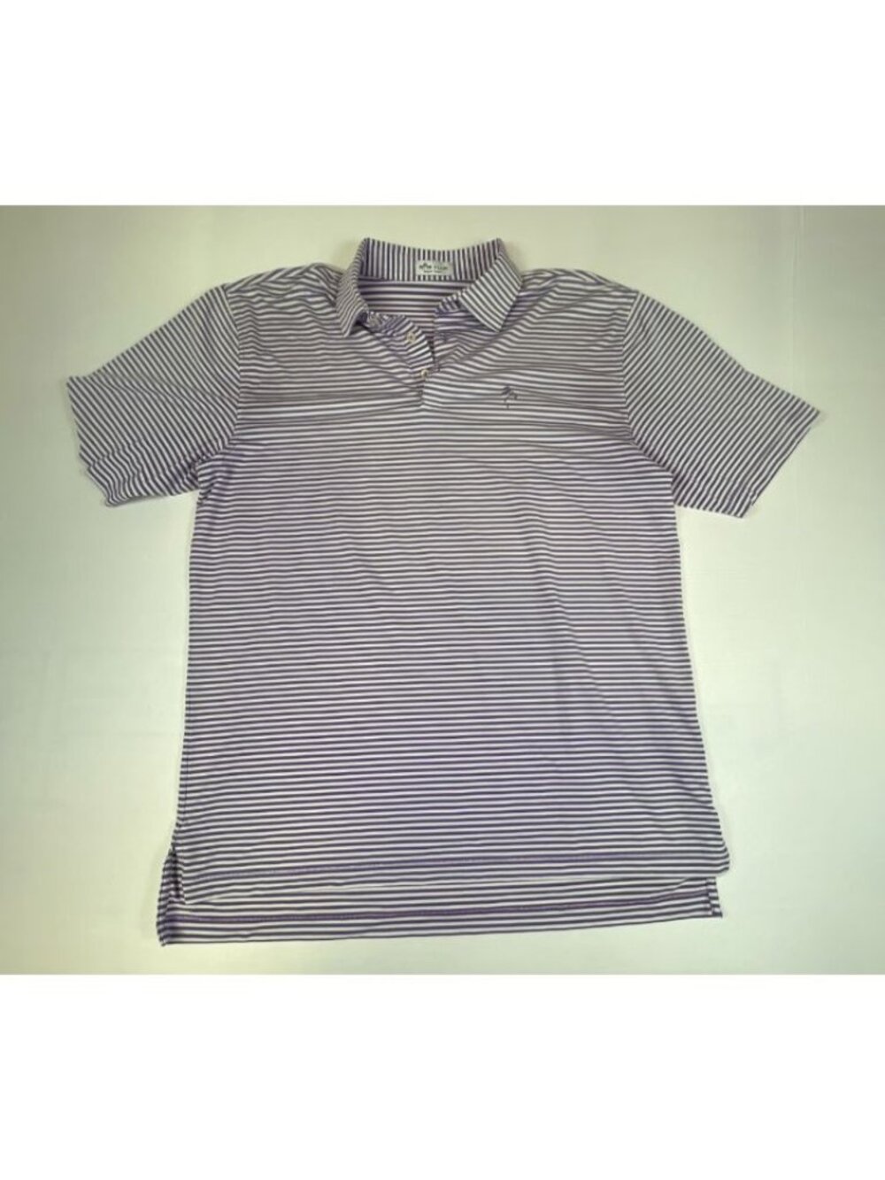 Peter Millar Men’s Large Purple White Striped Summer Comfort Polo Shirt Golf